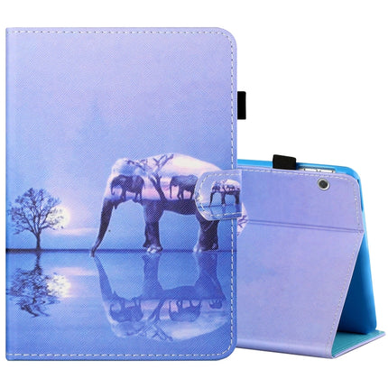 Sewing Thread Horizontal Painted Flat Leather Case with Pen Cover & Anti Skid Strip & Card Slot & Holder, For 10 inch Tablet PC Universal, For Huawei MediaPad T5 10 inch