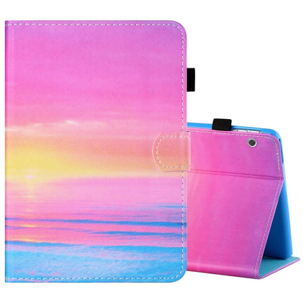 Sewing Thread Horizontal Painted Flat Leather Case with Pen Cover & Anti Skid Strip & Card Slot & Holder, For 10 inch Tablet PC Universal, For Huawei MediaPad T5 10 inch
