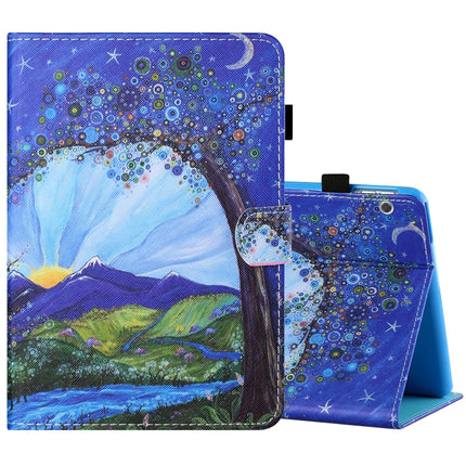 Sewing Thread Horizontal Painted Flat Leather Case with Pen Cover & Anti Skid Strip & Card Slot & Holder, For 10 inch Tablet PC Universal, For Huawei MediaPad T5 10 inch