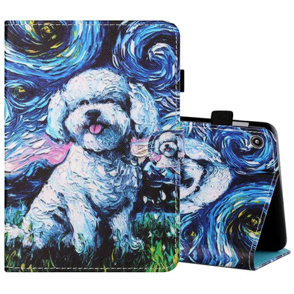 Sewing Thread Horizontal Painted Flat Leather Case with Pen Cover & Anti Skid Strip & Card Slot & Holder, For Amazon Kindle Fire 7 2019 / 2017 / 2015, For Samsung Galaxy Tab A 10.1 (2019) T510 / T515