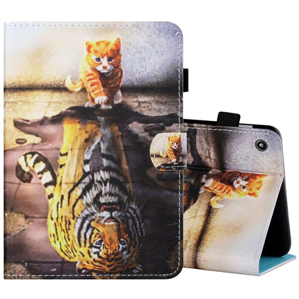 Sewing Thread Horizontal Painted Flat Leather Case with Pen Cover & Anti Skid Strip & Card Slot & Holder, For Amazon Kindle Fire 7 2019 / 2017 / 2015, For Samsung Galaxy Tab A 10.1 (2019) T510 / T515