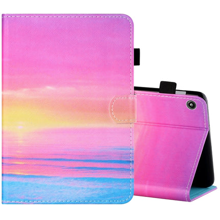 Sewing Thread Horizontal Painted Flat Leather Case with Pen Cover & Anti Skid Strip & Card Slot & Holder, For Amazon Kindle Fire 7 2019 / 2017 / 2015, For Samsung Galaxy Tab A 10.1 (2019) T510 / T515