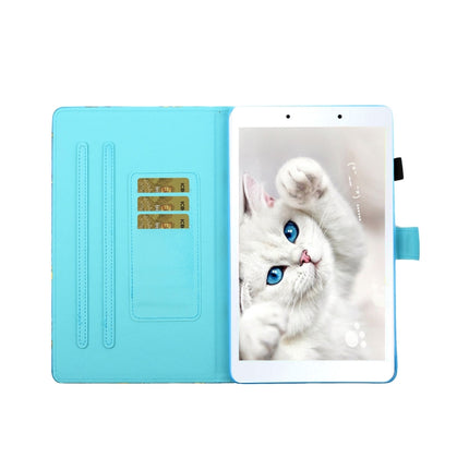 Sewing Thread Horizontal Painted Flat Leather Case with Pen Cover & Anti Skid Strip & Card Slot & Holder, For Samsung Galaxy Tab A 8.0 (2019) T290 / T295
