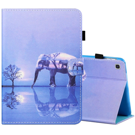 Sewing Thread Horizontal Painted Flat Leather Case with Pen Cover & Anti Skid Strip & Card Slot & Holder, For Samsung Galaxy Tab A 8.0 (2019) T290 / T295