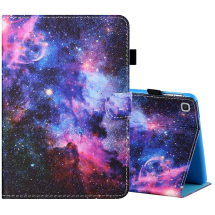 Sewing Thread Horizontal Painted Flat Leather Case with Pen Cover & Anti Skid Strip & Card Slot & Holder, For Samsung Galaxy Tab A 8.0 (2019) T290 / T295