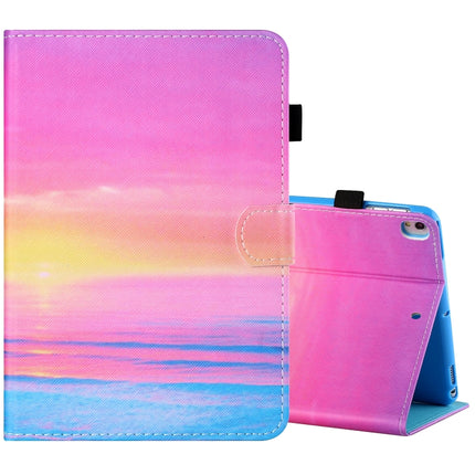 Sewing Thread Horizontal Painted Flat Leather Case with Pen Cover & Anti Skid Strip & Card Slot & Holder & Sleep / Wake-up Function