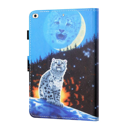 Horizontal bemalte flache Ledertasche mit Nähgarn, Stiftabdeckung &amp; Anti-Rutsch-Streifen &amp; Kartensteckplatz &amp; Halter &amp; Schlaf-/Weckfunktion, für iPad Air 2, für iPad 9.7 (2018) / (2017)