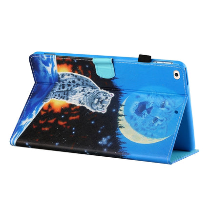 Horizontal bemalte flache Ledertasche mit Nähgarn, Stiftabdeckung &amp; Anti-Rutsch-Streifen &amp; Kartensteckplatz &amp; Halter &amp; Schlaf-/Weckfunktion, für iPad Air 2, für iPad 9.7 (2018) / (2017)