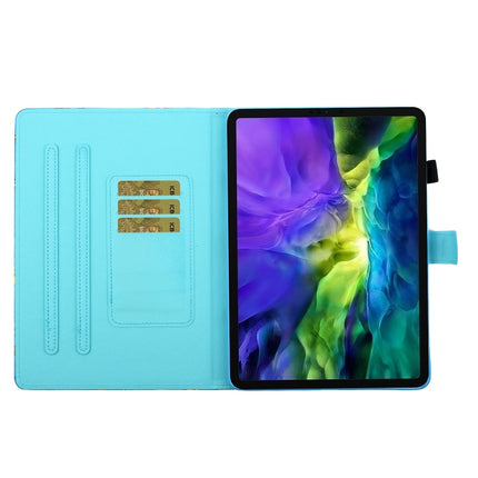 Horizontal bemalte flache Ledertasche mit Nähgarn, Stiftabdeckung &amp; Anti-Rutsch-Streifen &amp; Kartensteckplatz &amp; Halter &amp; Schlaf-/Weckfunktion, für iPad Air 2022/2020 10.9