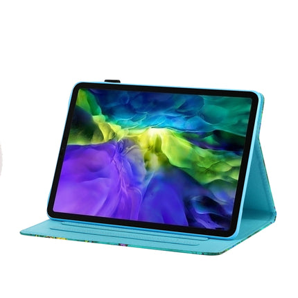 Horizontal bemalte flache Ledertasche mit Nähgarn, Stiftabdeckung &amp; Anti-Rutsch-Streifen &amp; Kartensteckplatz &amp; Halter &amp; Schlaf-/Weckfunktion, für iPad Air 2022/2020 10.9
