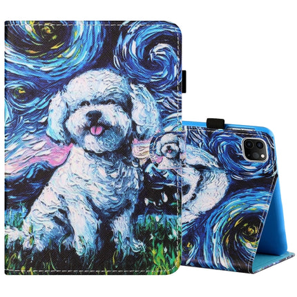 Horizontal bemalte flache Ledertasche mit Nähgarn, Stiftabdeckung &amp; Anti-Rutsch-Streifen &amp; Kartensteckplatz &amp; Halter &amp; Schlaf-/Weckfunktion, für iPad Air 2022/2020 10.9