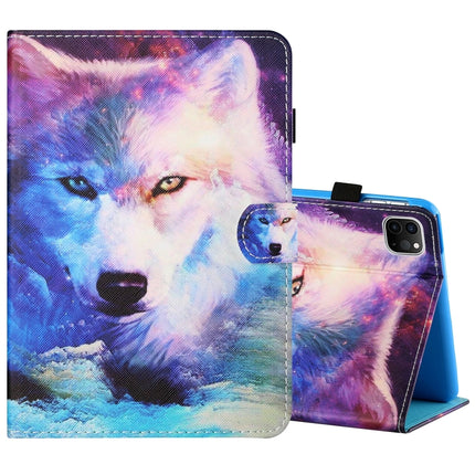 Horizontal bemalte flache Ledertasche mit Nähgarn, Stiftabdeckung &amp; Anti-Rutsch-Streifen &amp; Kartensteckplatz &amp; Halter &amp; Schlaf-/Weckfunktion, für iPad Air 2022/2020 10.9