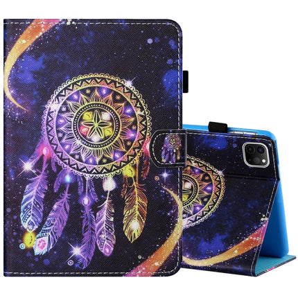 Horizontal bemalte flache Ledertasche mit Nähgarn, Stiftabdeckung &amp; Anti-Rutsch-Streifen &amp; Kartensteckplatz &amp; Halter &amp; Schlaf-/Weckfunktion, für iPad Air 2022/2020 10.9