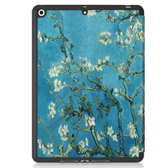 Funda de cuero con tapa horizontal con dibujo en color para iPad 10.2 con soporte plegable en tres posiciones y función de suspensión/activación, para iPad 10.2 TPU