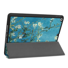 Funda de cuero con tapa horizontal con dibujo en color para iPad 10.2 con soporte plegable en tres posiciones y función de suspensión/activación, para iPad 10.2 TPU