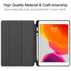 Funda de cuero con tapa horizontal con dibujo en color para iPad 10.2 con soporte plegable en tres posiciones y función de suspensión/activación, para iPad 10.2 TPU