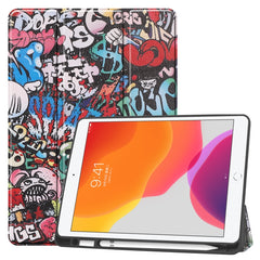 Funda de cuero con tapa horizontal con dibujo en color para iPad 10.2 con soporte plegable en tres posiciones y función de suspensión/activación, para iPad 10.2 TPU