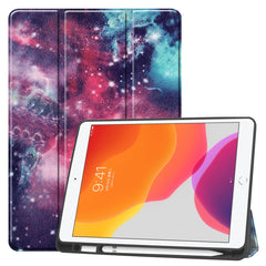 Funda de cuero con tapa horizontal con dibujo en color para iPad 10.2 con soporte plegable en tres posiciones y función de suspensión/activación, para iPad 10.2 TPU