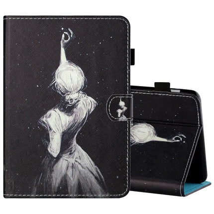 Sewing Thread Horizontal Painted Flat Leather Case with Pen Cover & Anti Skid Strip & Card Slot & Holder & Sleep / Wake-up Function, For Samsung Galaxy Tab S6 Lite SM-P610 / 615, For Amazon Kindle Fire HD8 2020