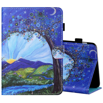 Sewing Thread Horizontal Painted Flat Leather Case with Pen Cover & Anti Skid Strip & Card Slot & Holder & Sleep / Wake-up Function, For Samsung Galaxy Tab S6 Lite SM-P610 / 615, For Amazon Kindle Fire HD8 2020