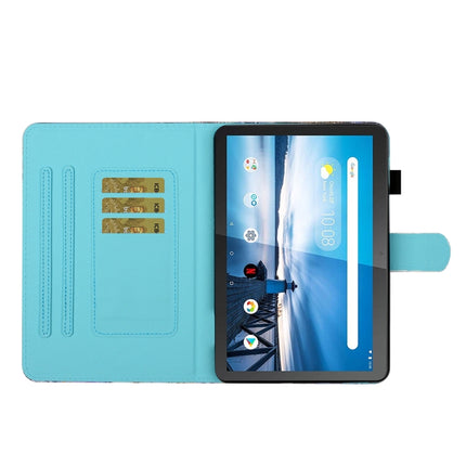 Sewing Thread Horizontal Painted Flat Leather Case with Pen Cover & Anti Skid Strip & Card Slot & Holder & Sleep / Wake-up Function, For Lenovo Tab M10 X605F / X505, For Samsung Galaxy Tab A7 2020 T500 / T505