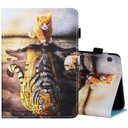 Sewing Thread Horizontal Painted Flat Leather Case with Pen Cover & Anti Skid Strip & Card Slot & Holder & Sleep / Wake-up Function, For Lenovo Tab M10 X605F / X505, For Samsung Galaxy Tab A7 2020 T500 / T505