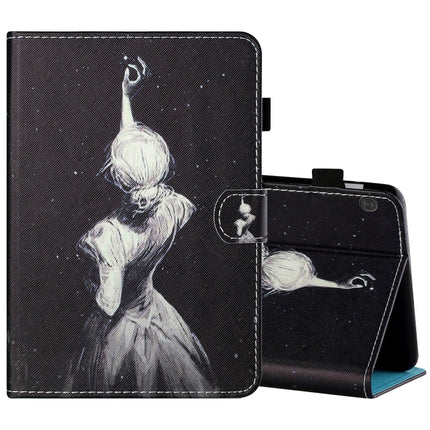 Sewing Thread Horizontal Painted Flat Leather Case with Pen Cover & Anti Skid Strip & Card Slot & Holder & Sleep / Wake-up Function, For Lenovo Tab M10 X605F / X505, For Samsung Galaxy Tab A7 2020 T500 / T505