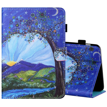 Sewing Thread Horizontal Painted Flat Leather Case with Pen Cover & Anti Skid Strip & Card Slot & Holder & Sleep / Wake-up Function, For Lenovo Tab M10 X605F / X505, For Samsung Galaxy Tab A7 2020 T500 / T505