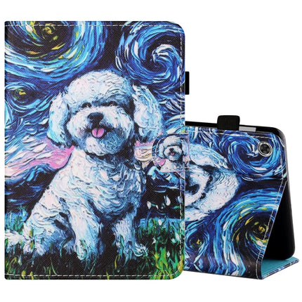 Sewing Thread Horizontal Painted Flat Leather Case with Pen Cover & Anti Skid Strip & Card Slot & Holder & Sleep / Wake-up Function, For Lenovo Tab FHD M10 Plus X606F