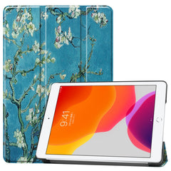 For iPad 10.2 Colored Drawing Horizontal Flip Leather Case with Three-folding Holder & Sleep / Wake-up Function, For iPad 10.2