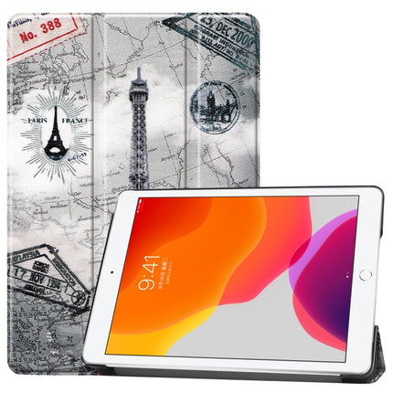 For iPad 10.2 Colored Drawing Horizontal Flip Leather Case with Three-folding Holder & Sleep / Wake-up Function, For iPad 10.2