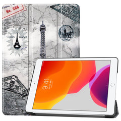 For iPad 10.2 Colored Drawing Horizontal Flip Leather Case with Three-folding Holder & Sleep / Wake-up Function, For iPad 10.2