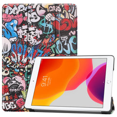 For iPad 10.2 Colored Drawing Horizontal Flip Leather Case with Three-folding Holder & Sleep / Wake-up Function, For iPad 10.2