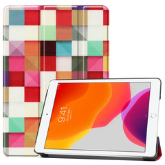 For iPad 10.2 Colored Drawing Horizontal Flip Leather Case with Three-folding Holder & Sleep / Wake-up Function, For iPad 10.2