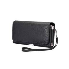 Litchi Texture Vertical Flip Thwartwise PU Leather Case / Waist Bag with Back Splint & Card Slots & 15cm Lanyard for 6.7 inch Phone Universal
