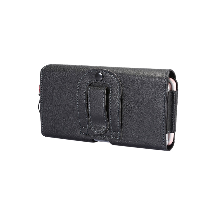 Litchi Texture Vertical Flip Thwartwise PU Leather Case / Waist Bag with Back Splint & Card Slots & 15cm Lanyard for 6.7 inch Phone Universal