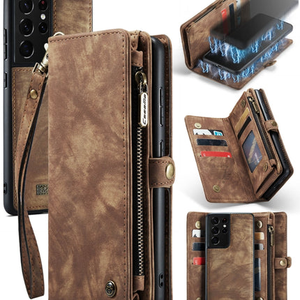 CaseMe Detachable Multifunctional Horizontal Flip Leather Case, with Card Slot & Holder & Zipper Wallet & Photo Frame, For Samsung Galaxy S21+ 5G, For Samsung Galaxy S21 5G, For Samsung Galaxy S21 Ultra 5G