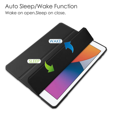 Transparente horizontale Flip-Lederhülle aus Acryl + TPU mit 3-fach klappbarem Halter und Stifthalter sowie Schlaf-/Weckfunktion, für iPad 10.2 2021/2020/2019