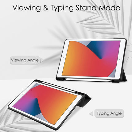 Transparente horizontale Flip-Lederhülle aus Acryl + TPU mit 3-fach klappbarem Halter und Stifthalter sowie Schlaf-/Weckfunktion, für iPad 10.2 2021/2020/2019