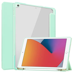 Transparent Acrylic + TPU Back Cover Horizontal Flip Leather Case with 3-folding Holder & Pen Holder & Sleep / Wake-up Function, For iPad 10.2 2021 / 2020 / 2019