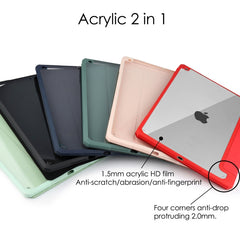 Transparent Acrylic + TPU Back Cover Horizontal Flip Leather Case with 3-folding Holder & Pen Holder & Sleep / Wake-up Function, For iPad 10.2 2021 / 2020 / 2019