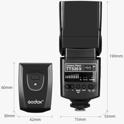Godox TT520II 433MHZ Wireless 1/300s-1/2000s HSS Flash Speedlite Camera Top Fill Light for Canon / Nikon DSLR Cameras, TT520II
