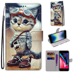 Coloured Drawing Cross Texture Horizontal Flip PU Leather Case with Holder & Card Slots & Wallet & Lanyard, For iPhone SE 2022 / SE 2020 / 8 / 7