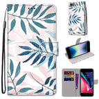 For iPhone SE 2022 / SE 2020 / 8 / 7 / Pink Green Leaf