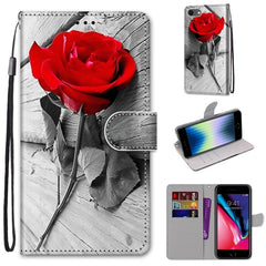 Coloured Drawing Cross Texture Horizontal Flip PU Leather Case with Holder & Card Slots & Wallet & Lanyard, For iPhone SE 2022 / SE 2020 / 8 / 7