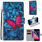 For iPhone SE 2022 / SE 2020 / 8 / 7 / Blue Red Butterfly