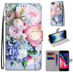 Coloured Drawing Cross Texture Horizontal Flip PU Leather Case with Holder & Card Slots & Wallet & Lanyard, For iPhone SE 2022 / SE 2020 / 8 / 7