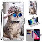 For iPhone SE 2022 / SE 2020 / 8 / 7 / Slant Hat Blue Mirror Cat