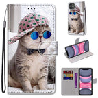 For iPhone 11 / Slant Hat Blue Mirror Cat