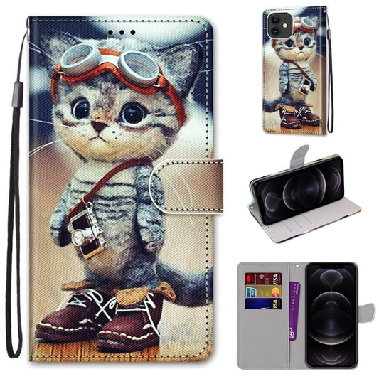 Coloured Drawing Cross Texture Horizontal Flip PU Leather Case with Holder & Card Slots & Wallet & Lanyard, For iPhone 12 / 12 Pro